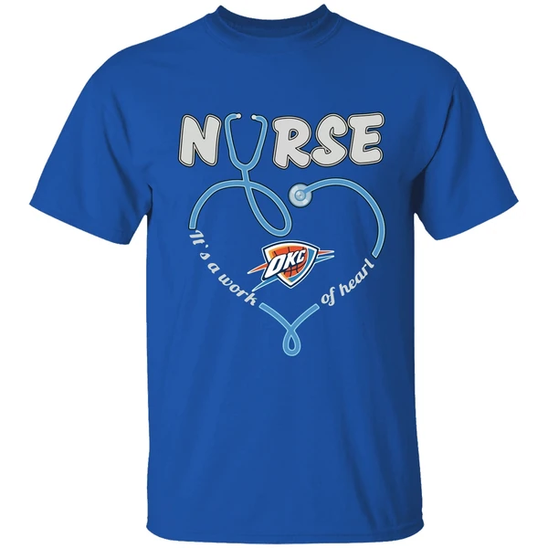 Oklahoma City Thunder Stethoscope Nurse Its A Work Of Heart Shirt - Image 8