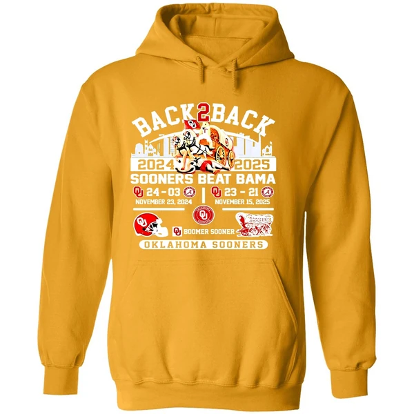 Oklahoma Sooners Back 2 Back Beat Bama Hoodie