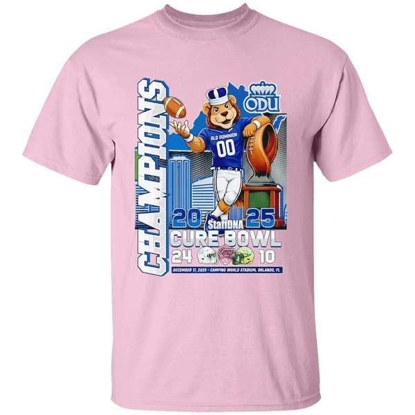 old dominion university odu champions at cure bowl 2025 shirt lightpink
