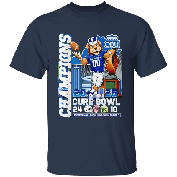 old dominion university odu champions at cure bowl 2025 shirt navy