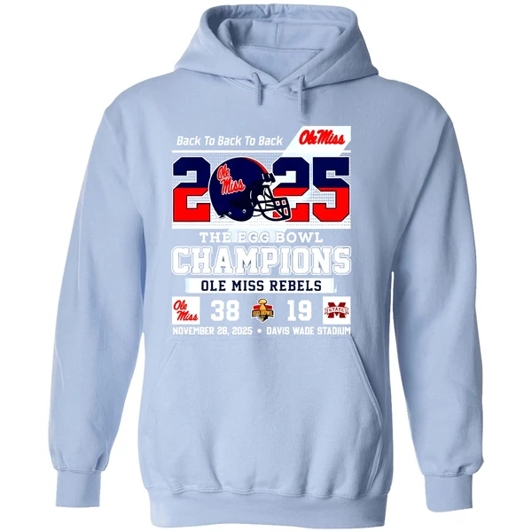Ole Miss Rebels Back To Back 2025 The Egg Bowl Champions 38 19 Score Hoodie - Image 4