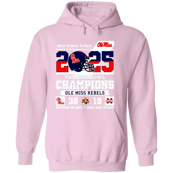 Ole Miss Rebels Back To Back 2025 The Egg Bowl Champions 38 19 Score Hoodie - Image 5