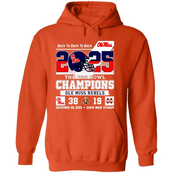 Ole Miss Rebels Back To Back 2025 The Egg Bowl Champions 38 19 Score Hoodie - Image 6