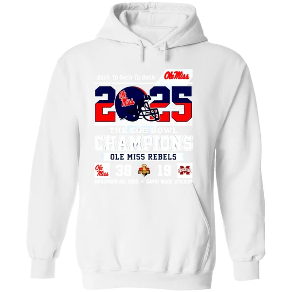 Ole Miss Rebels Back To Back 2025 The Egg Bowl Champions 38 19 Score Hoodie - Image 8