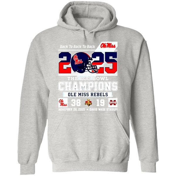Ole Miss Rebels Back To Back 2025 The Egg Bowl Champions 38 19 Score Hoodie - Image 9