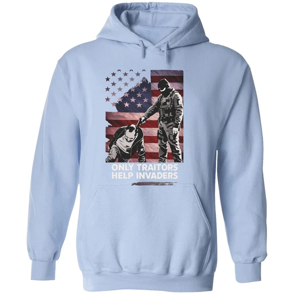 Only Traitors Help Invaders Flag Hoodie - Image 4