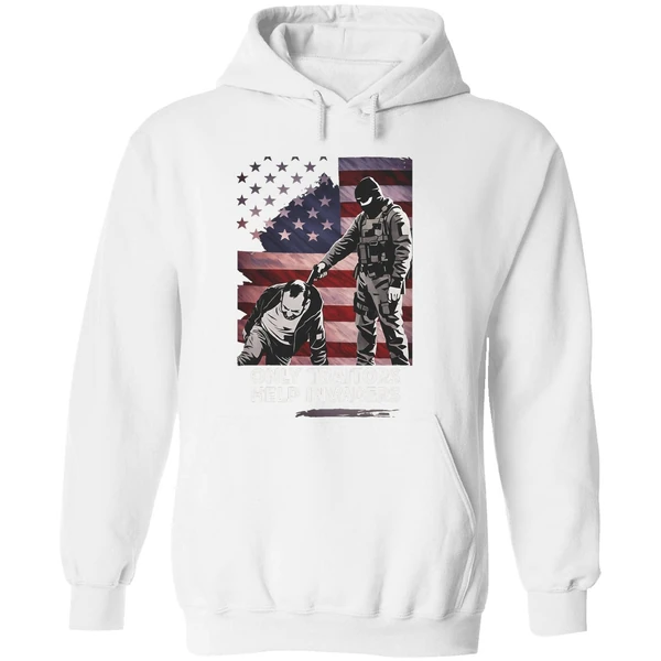 Only Traitors Help Invaders Flag Hoodie - Image 8