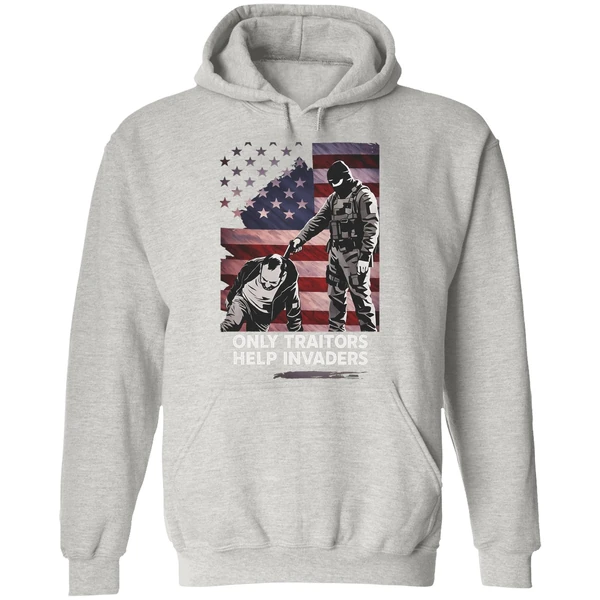 Only Traitors Help Invaders Flag Hoodie - Image 9