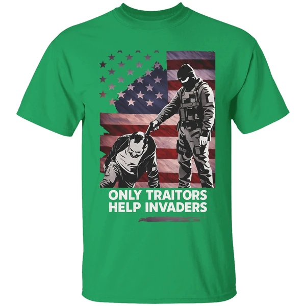 Only Traitors Help Invaders Flag Shirt - Image 2