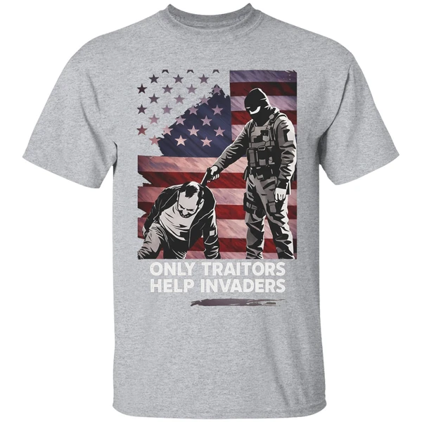 Only Traitors Help Invaders Flag Shirt - Image 9