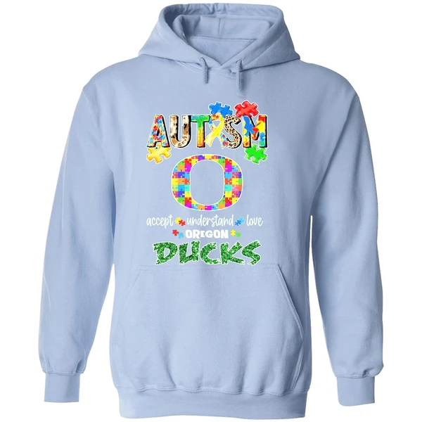 Oregon Ducks Autism Accept Understand Love Hoodie - Image 4