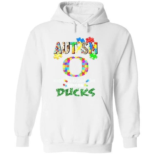 Oregon Ducks Autism Accept Understand Love Hoodie - Image 8