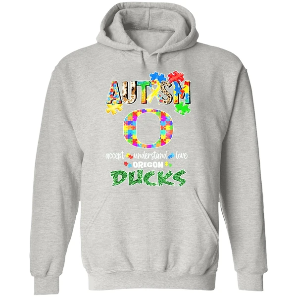 Oregon Ducks Autism Accept Understand Love Hoodie - Image 9