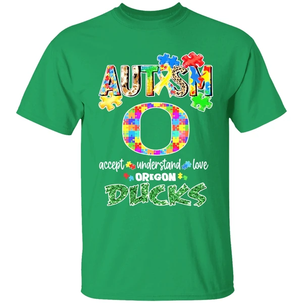 Oregon Ducks Autism Accept Understand Love Shirt - Image 2