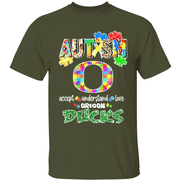 Oregon Ducks Autism Accept Understand Love Shirt - Image 4