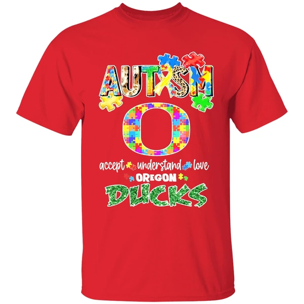 Oregon Ducks Autism Accept Understand Love Shirt - Image 7