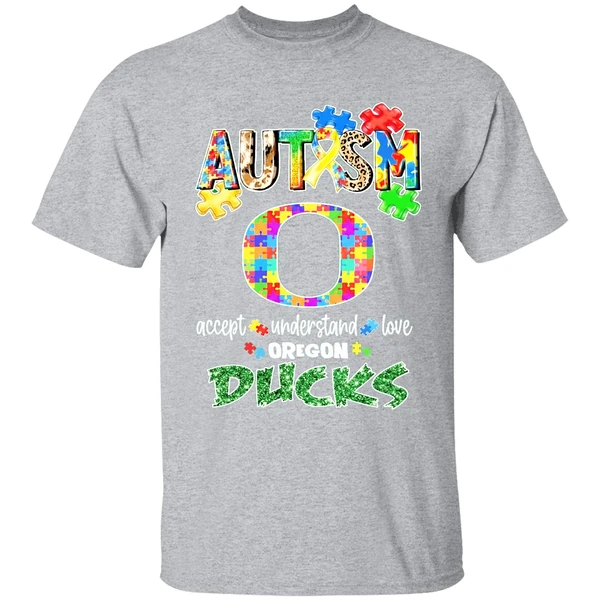 Oregon Ducks Autism Accept Understand Love Shirt - Image 9