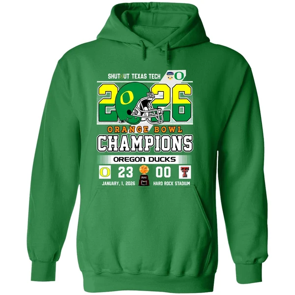 Oregon Ducks Shutout Texas Tach Orange Bowl Score Champions Hoodie - Image 2