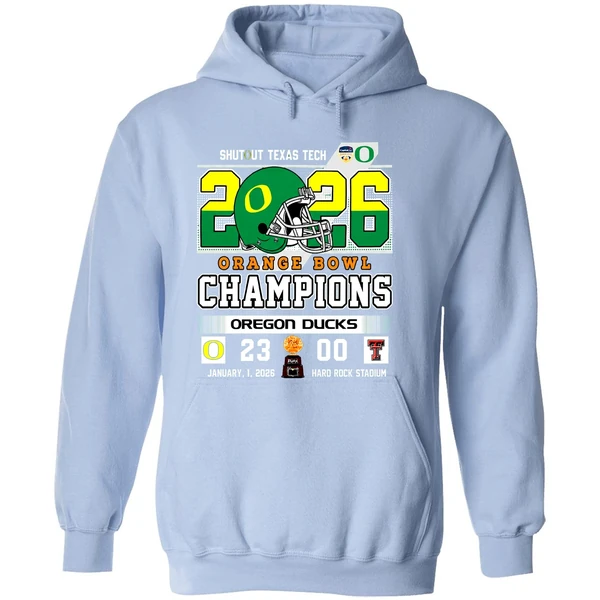 Oregon Ducks Shutout Texas Tach Orange Bowl Score Champions Hoodie - Image 4