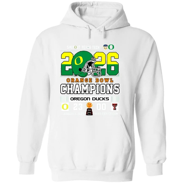 Oregon Ducks Shutout Texas Tach Orange Bowl Score Champions Hoodie - Image 8