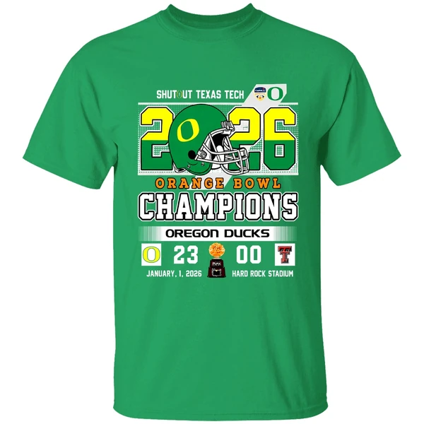 Oregon Ducks Shutout Texas Tach Orange Bowl Score Champions Shirt - Image 2