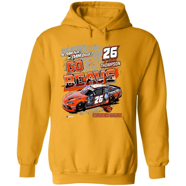 Oregon State Beavers Dean Thompson 26 Car Checkered Flag Sports Nascar Hoodie