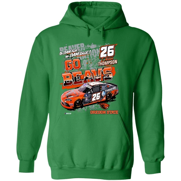 Oregon State Beavers Dean Thompson 26 Car Checkered Flag Sports Nascar Hoodie - Image 2