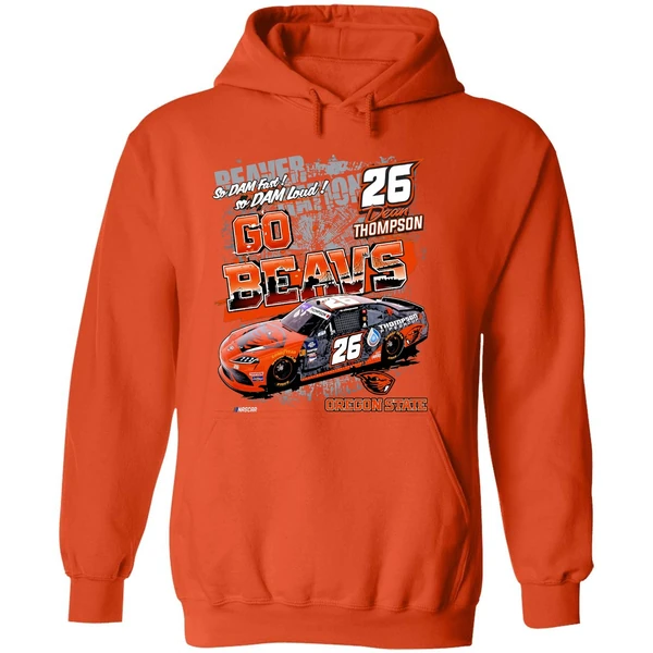 Oregon State Beavers Dean Thompson 26 Car Checkered Flag Sports Nascar Hoodie - Image 6