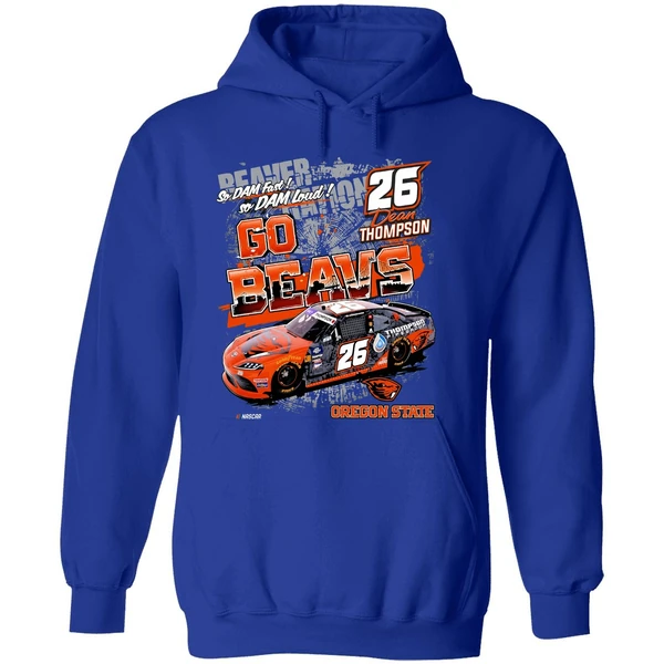 Oregon State Beavers Dean Thompson 26 Car Checkered Flag Sports Nascar Hoodie - Image 7