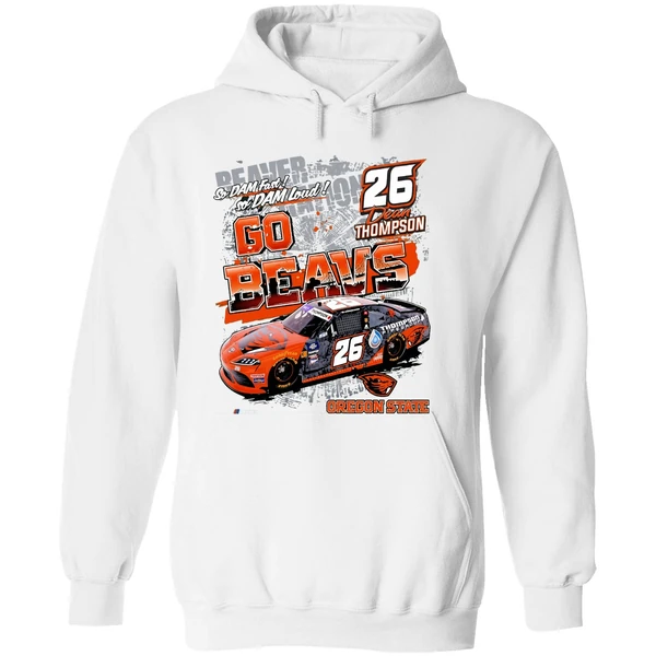 Oregon State Beavers Dean Thompson 26 Car Checkered Flag Sports Nascar Hoodie - Image 8