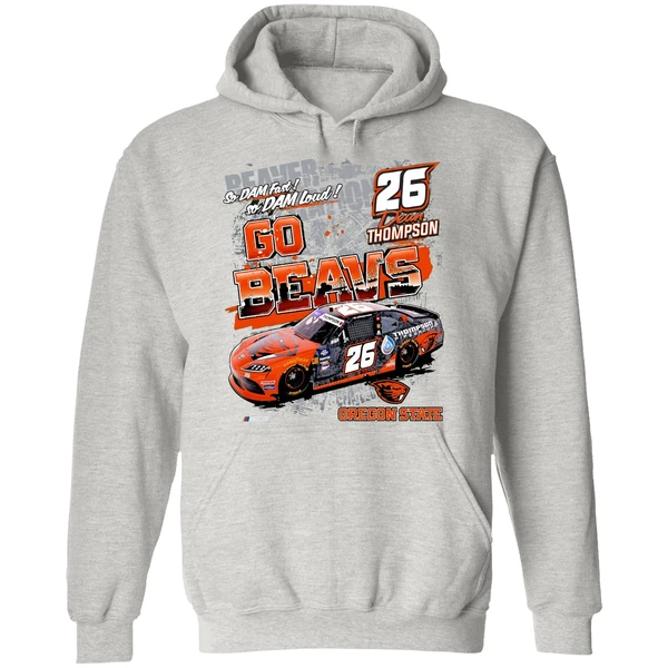 Oregon State Beavers Dean Thompson 26 Car Checkered Flag Sports Nascar Hoodie - Image 9