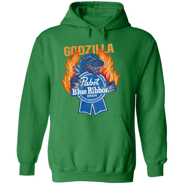 Pabst Blue Ribbon Store Flamed Godzilla Hoodie - Image 2