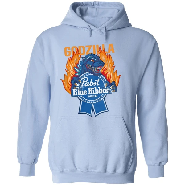Pabst Blue Ribbon Store Flamed Godzilla Hoodie - Image 4