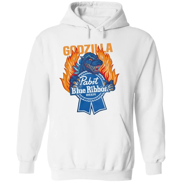 Pabst Blue Ribbon Store Flamed Godzilla Hoodie - Image 8