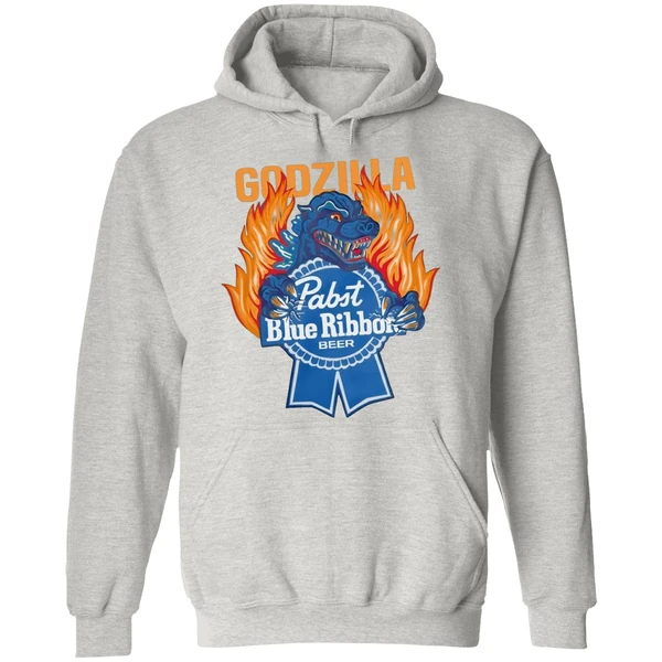 Pabst Blue Ribbon Store Flamed Godzilla Hoodie - Image 9