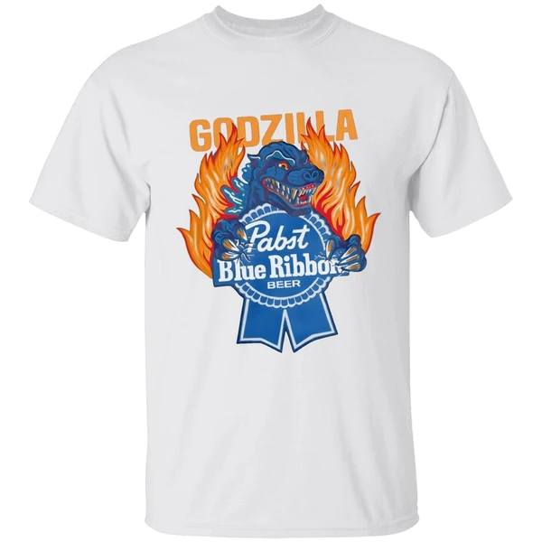Pabst Blue Ribbon Store Flamed Godzilla Shirt