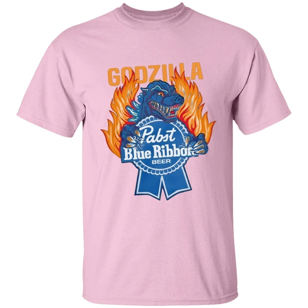 Pabst Blue Ribbon Store Flamed Godzilla Shirt - Image 2
