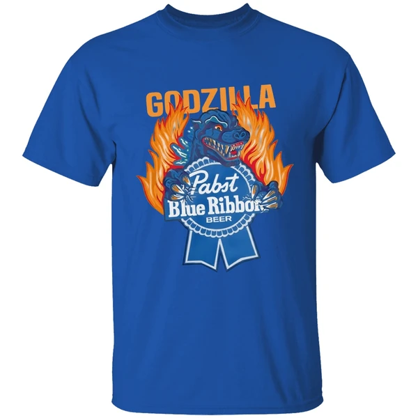 Pabst Blue Ribbon Store Flamed Godzilla Shirt - Image 5