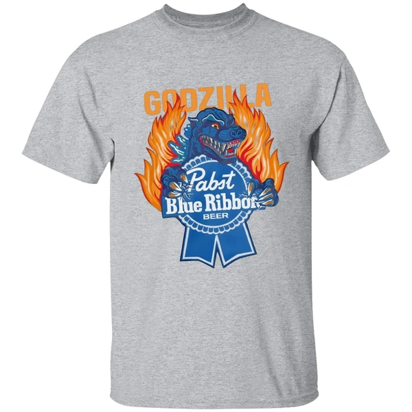 Pabst Blue Ribbon Store Flamed Godzilla Shirt - Image 6