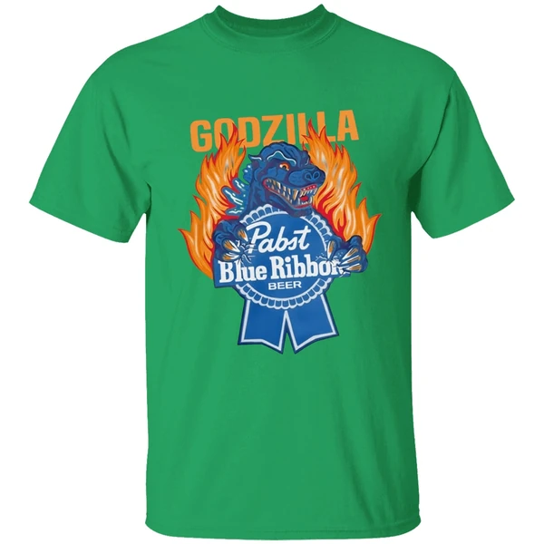 Pabst Blue Ribbon Store Flamed Godzilla Shirt - Image 8