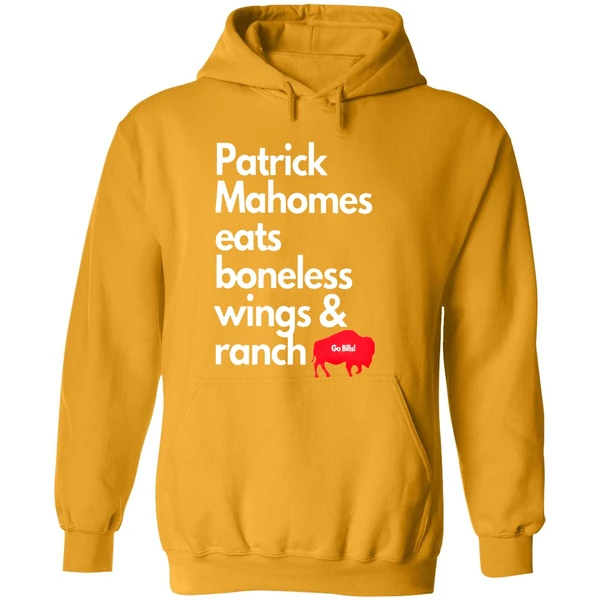 Patrick Mahomes Eats Boneless Wings And Ranch Buffalo Bills Hoodie