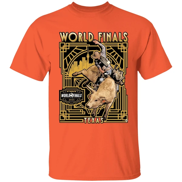 pbr world finals 2025 art deco bull rider shirt orange