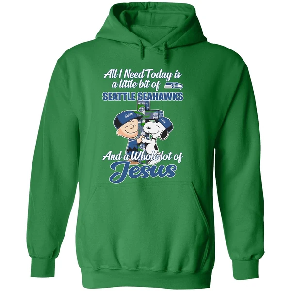 Peanuts All I Need Today Is A Little Bit Of Seattle Seahawks And A Whole Lot Of Jesus Hoodie - Image 2