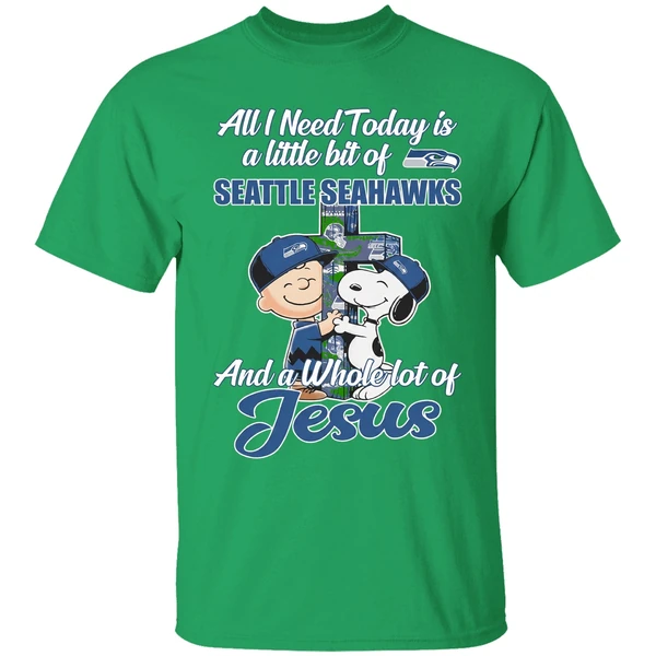 Peanuts All I Need Today Is A Little Bit Of Seattle Seahawks And A Whole Lot Of Jesus Shirt - Image 2