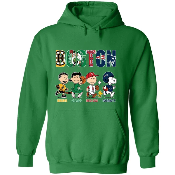 Peanuts Boston Sports Teams Bruins Celtics Red Sox And Patriots Hoodie - Image 2