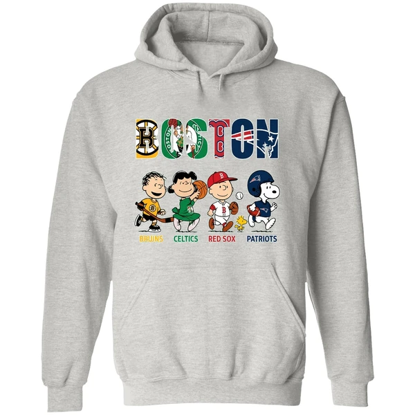 Peanuts Boston Sports Teams Bruins Celtics Red Sox And Patriots Hoodie - Image 9