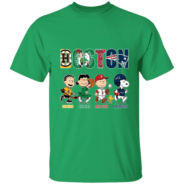 Peanuts Boston Sports Teams Bruins Celtics Red Sox And Patriots Shirt - Image 2