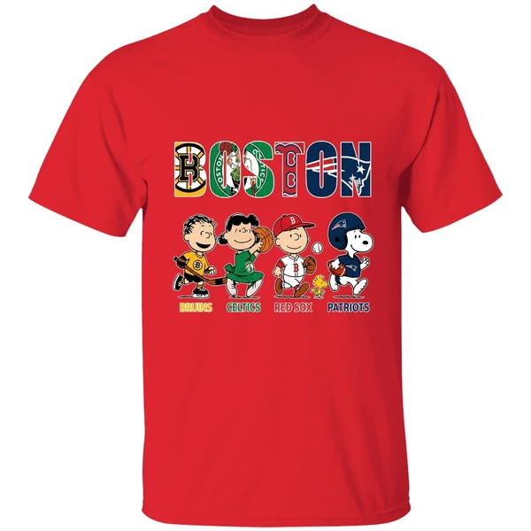 Peanuts Boston Sports Teams Bruins Celtics Red Sox And Patriots Shirt - Image 7