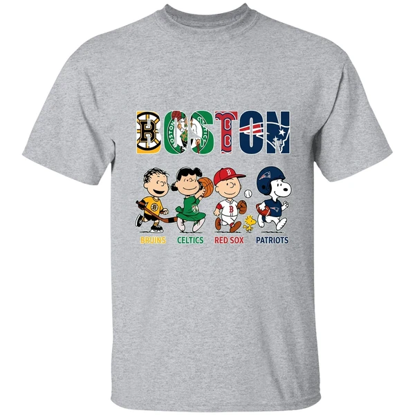 Peanuts Boston Sports Teams Bruins Celtics Red Sox And Patriots Shirt - Image 9