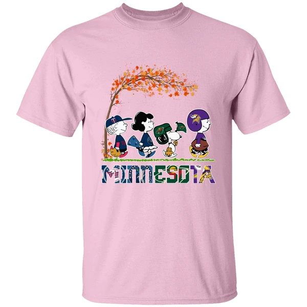 Peanuts Characters Minnesota Sports Team Fall Shirt Peanuts Characters Minnesota Sports Team Fall Shirt